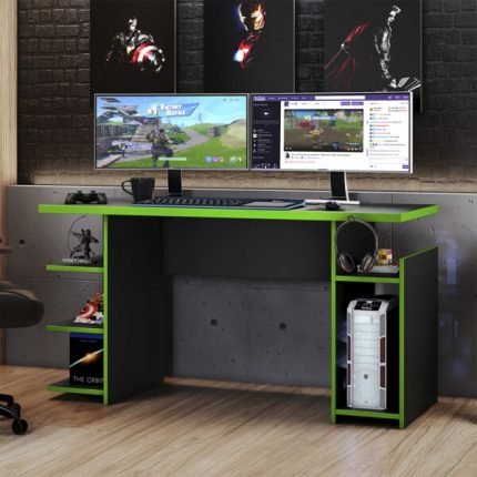 Escritorio Gamer - Negro / Verde
