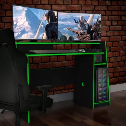 Escritorio Gamer Kratos - Negro / Verde