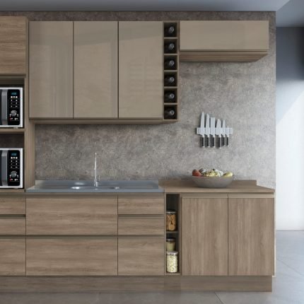 Mueble Aéreo con Puerta de Vidrio Maxxi - Nogal