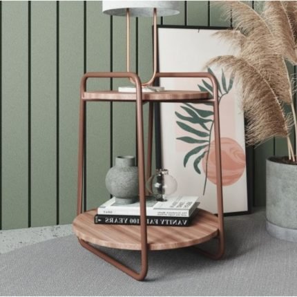 Mesa de Apoyo 55x45 Milan - Oro Envejecido / Castaño