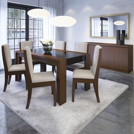 Set Comedor + Buffet Lorenzi Castaño 6 Sillas